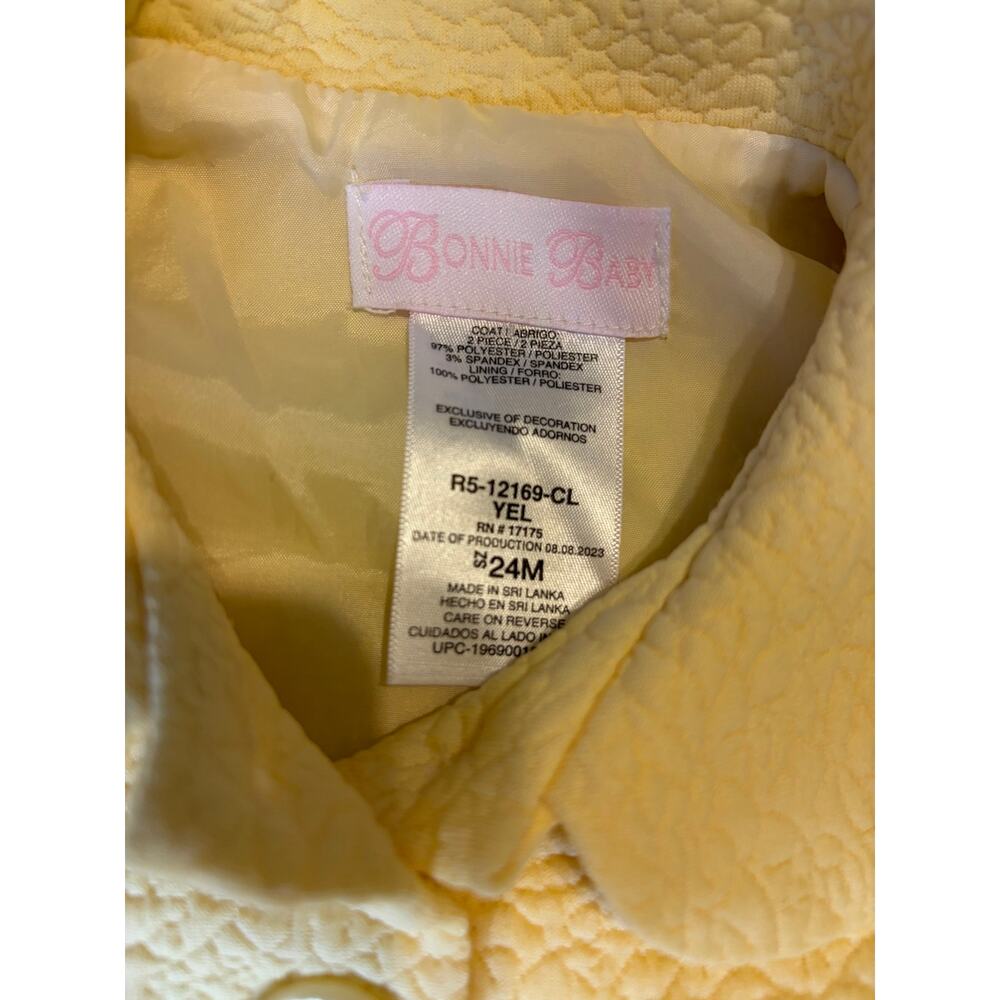 Bonnie Baby Yellow Pastel Spring Coat Size 24 Months - Picture 3 of 5